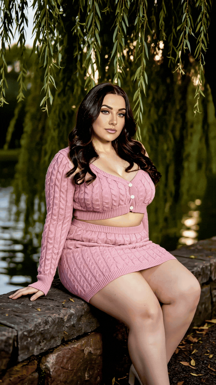 Shauna giving warm inviting smiles in pretty pink sweater — the ultimate soft GFE fantasy.